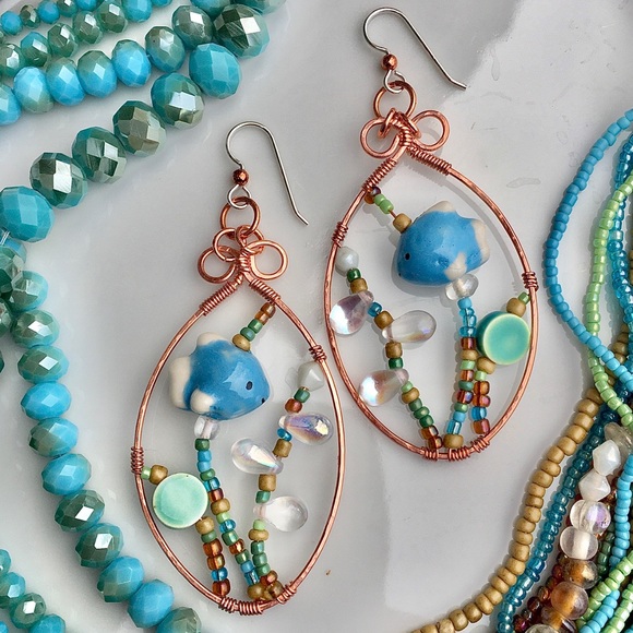Fashion Jewelry Jewelry - Copper sterling silver beaded under sea earrings